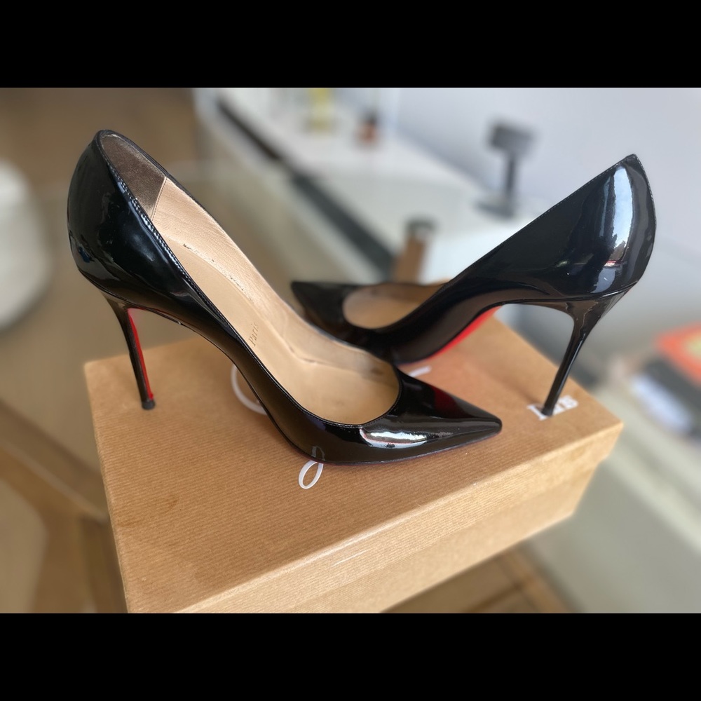 Sexy Black Patent Christian Louboutin Red Sole Stiletto Pumps 100mm - Picture 4 of 7